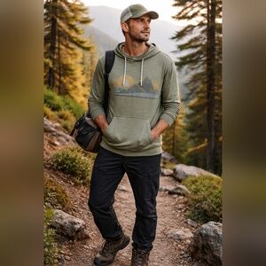 Urban Pipeline Lightweight Graphic Hoodie | Retro Mountain Sunset Size XXL